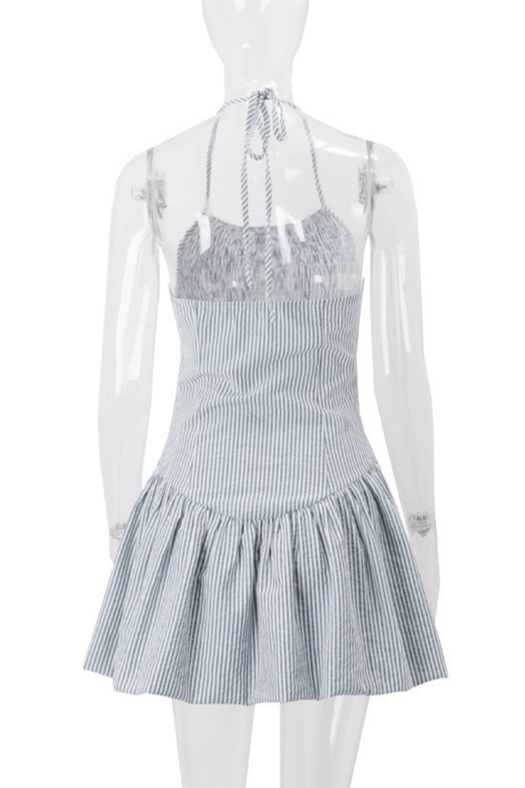 Spicy Bow Tie Halter Neck Strap Waist Puffy Dress