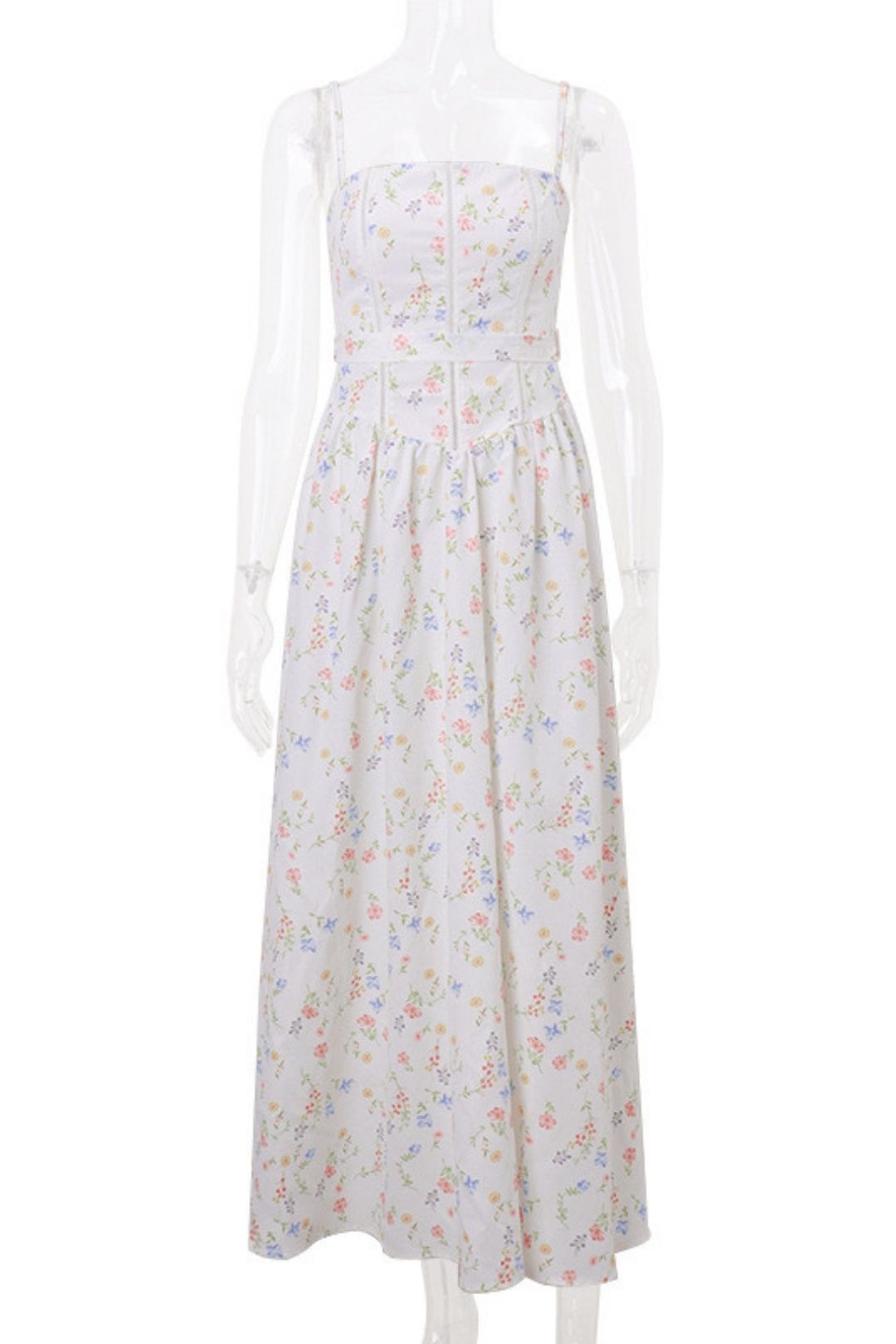 Sweet Strappy Waist Slimming Floral Suspender Dress