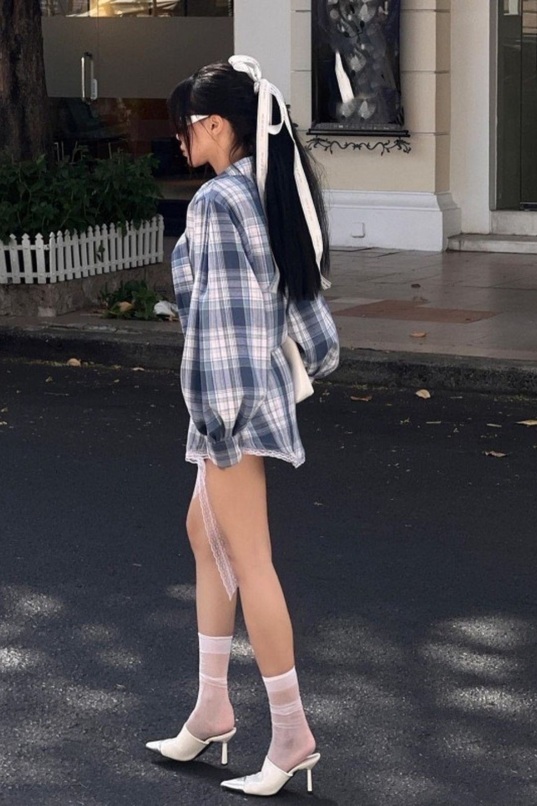 Lapel Plaid Long-sleeved Shirt Dress