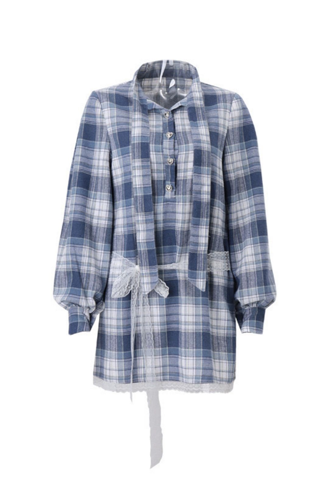 Lapel Plaid Long-sleeved Shirt Dress