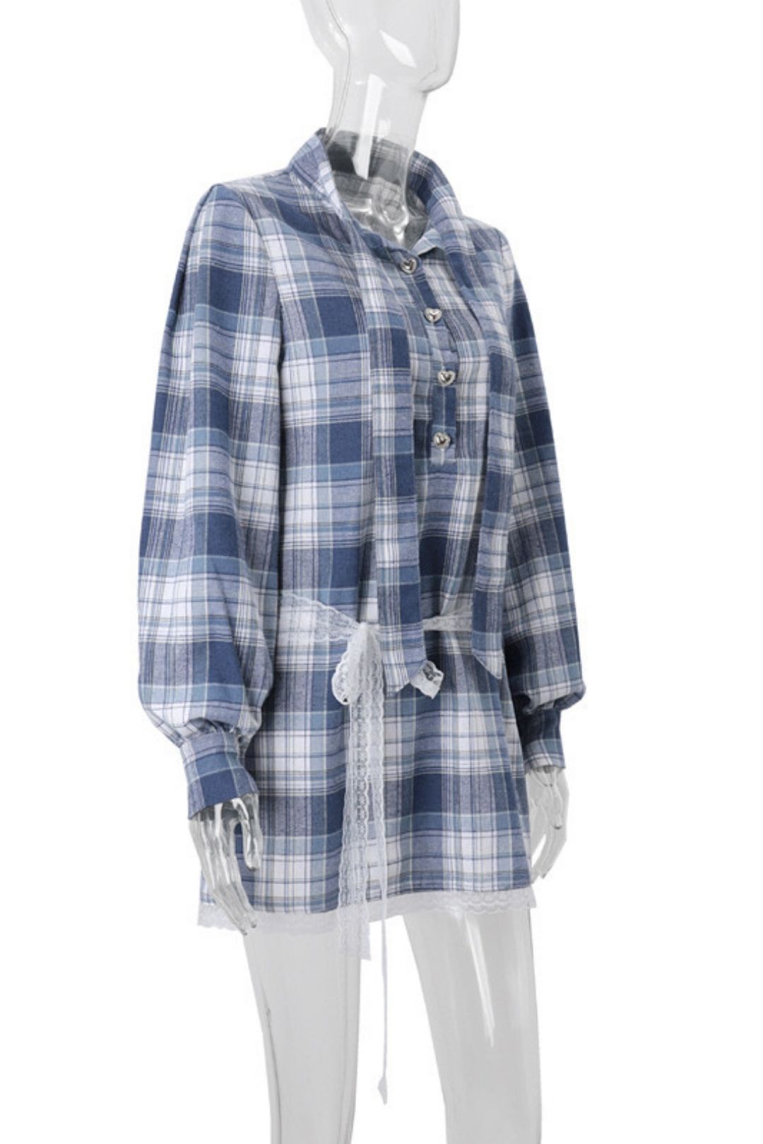 Lapel Plaid Long-sleeved Shirt Dress
