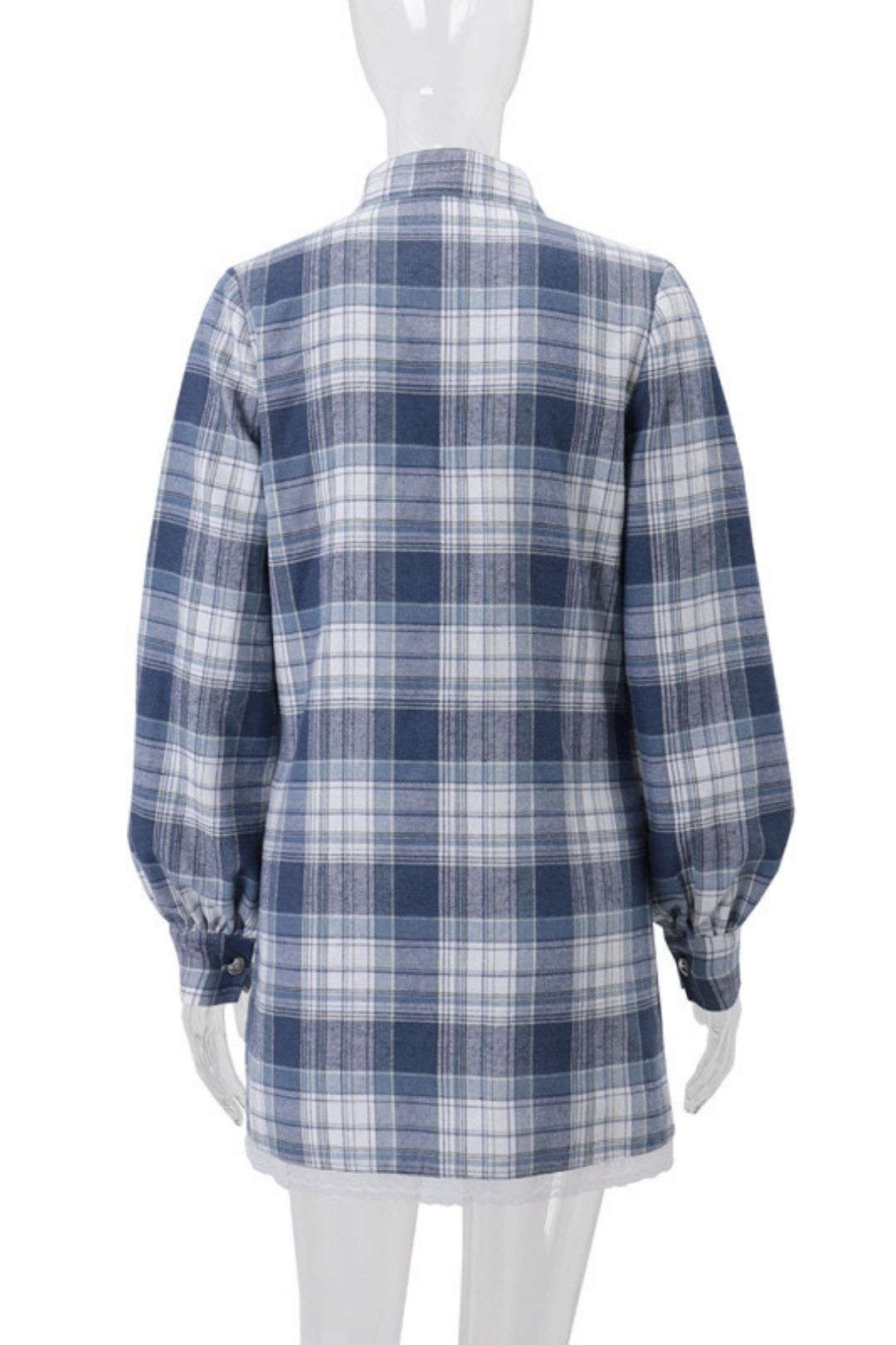 Lapel Plaid Long-sleeved Shirt Dress
