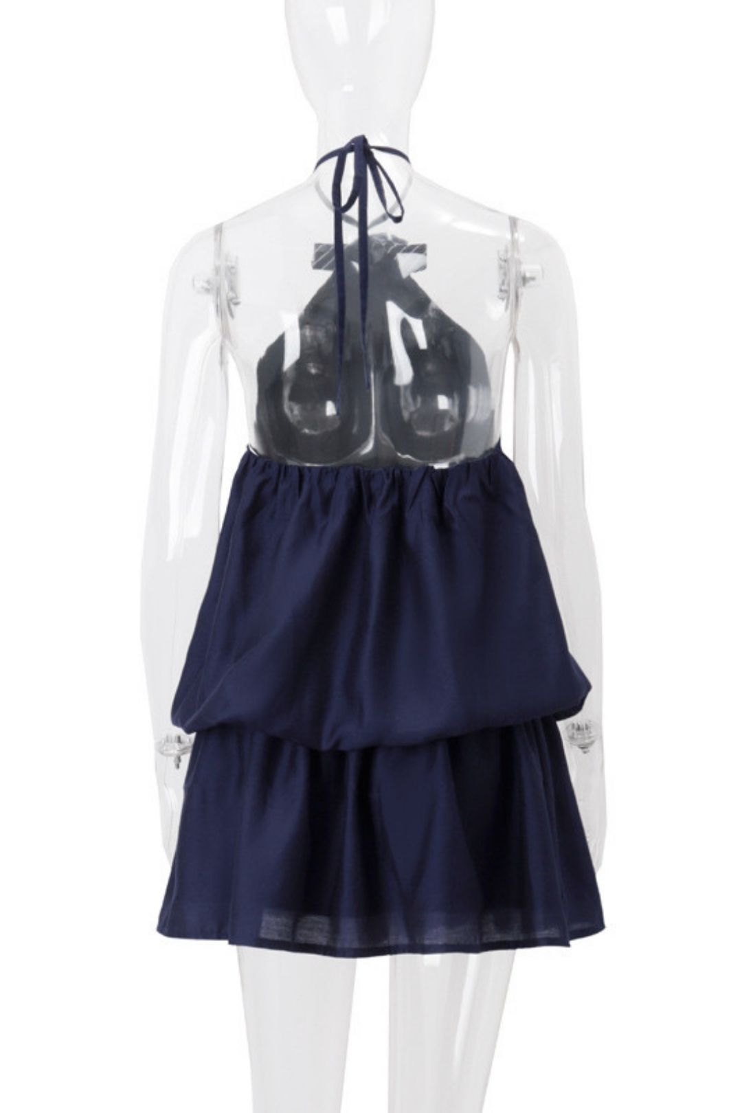 Sexy Pleated Flower Decoration Temperament Slim Halter Neck Bud Dress