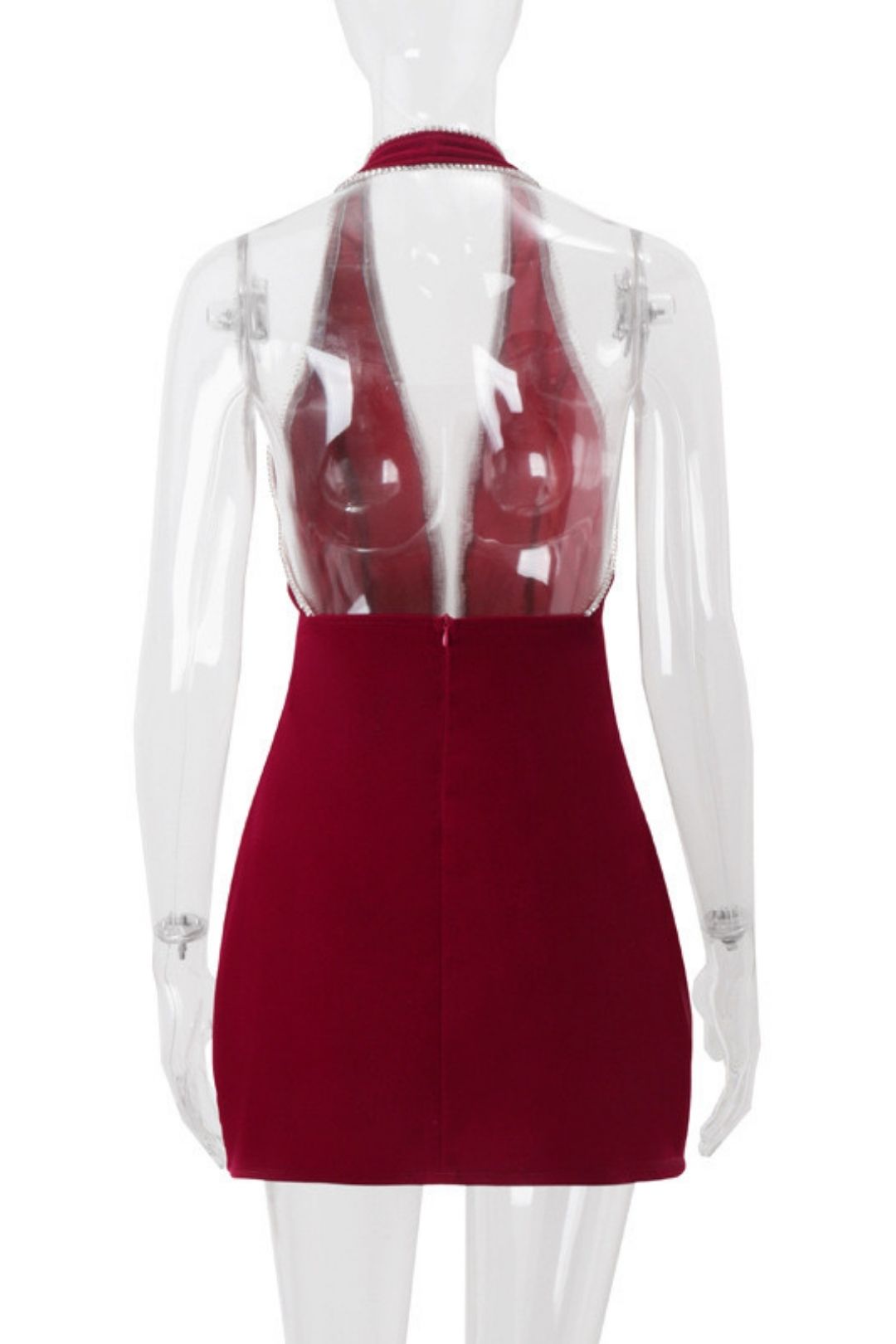 V Low-cut Waist Slimming Suede Halterneck Dress