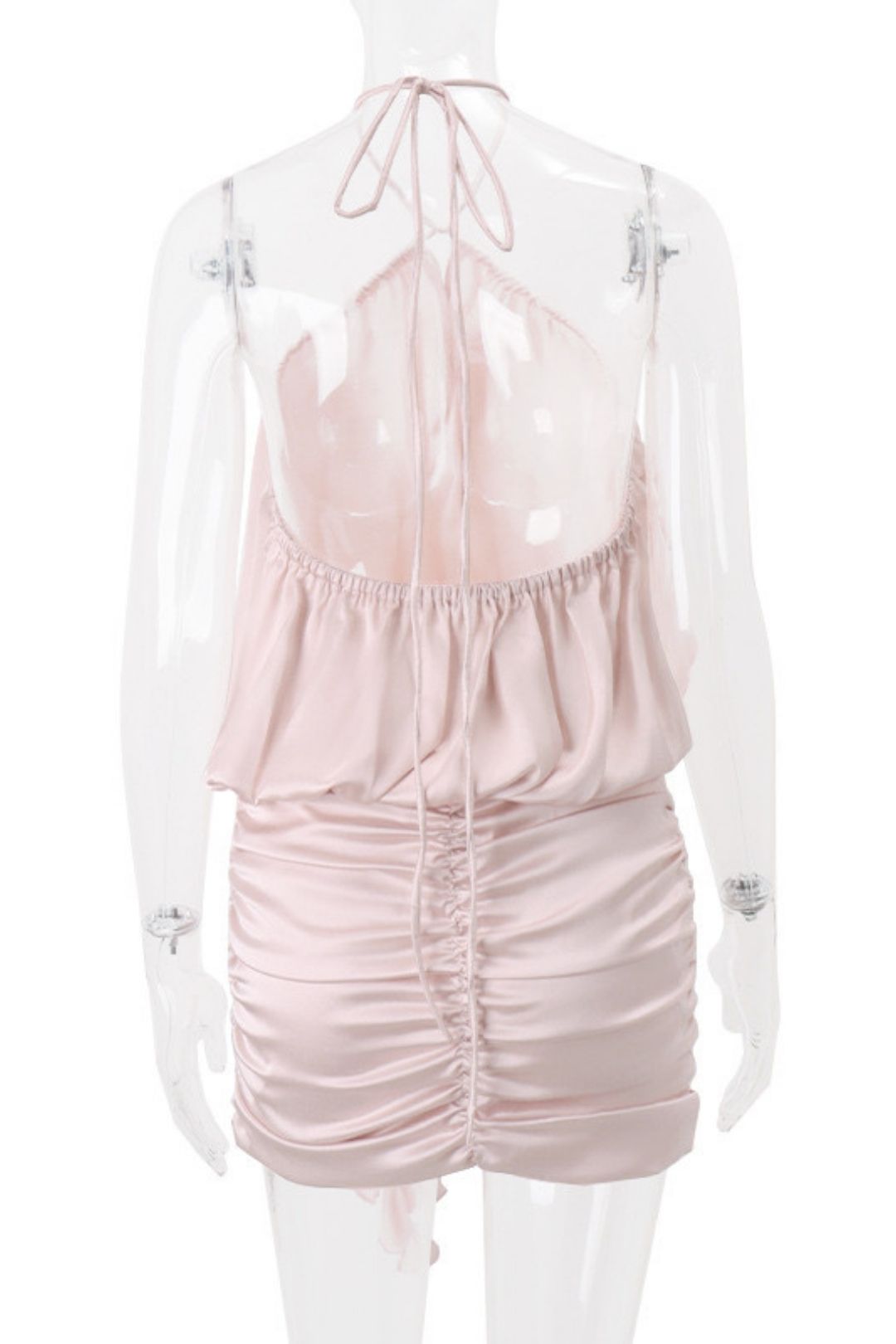 Sweet Backless Strappy Flower Silky Satin Halterneck Dress