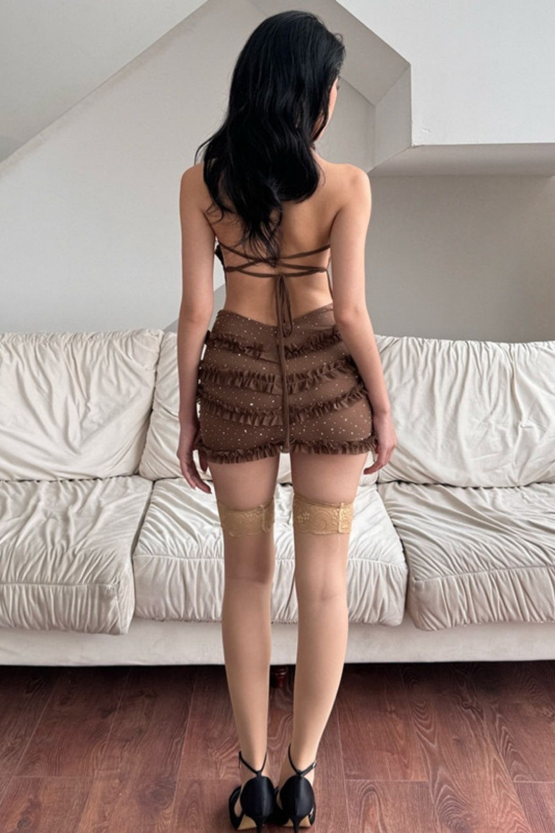 Backpack Hip Sleeveless Halterneck Dress