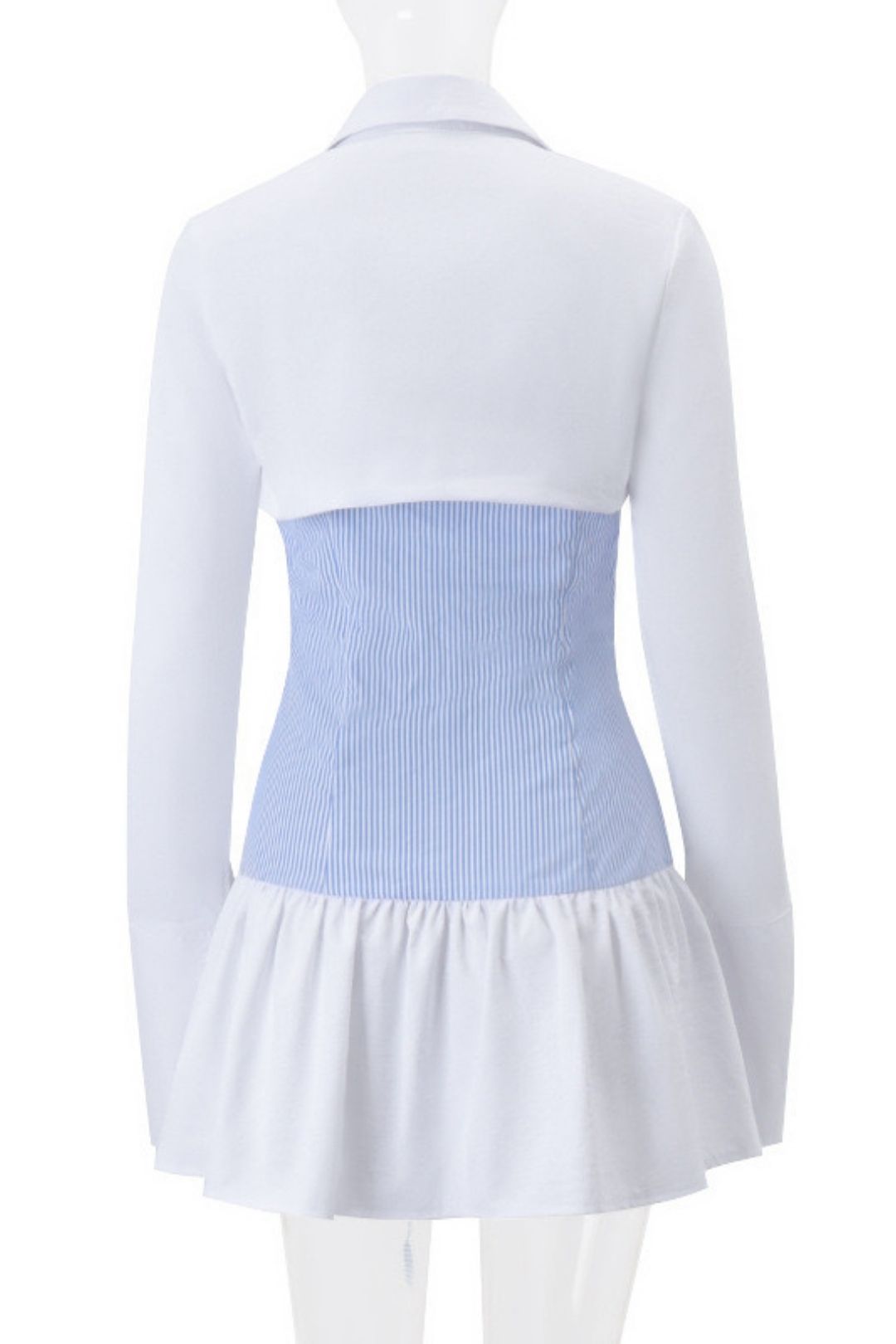 Long-sleeved Shirt Blouse Spliced ​​striped Bud Skirt Suit