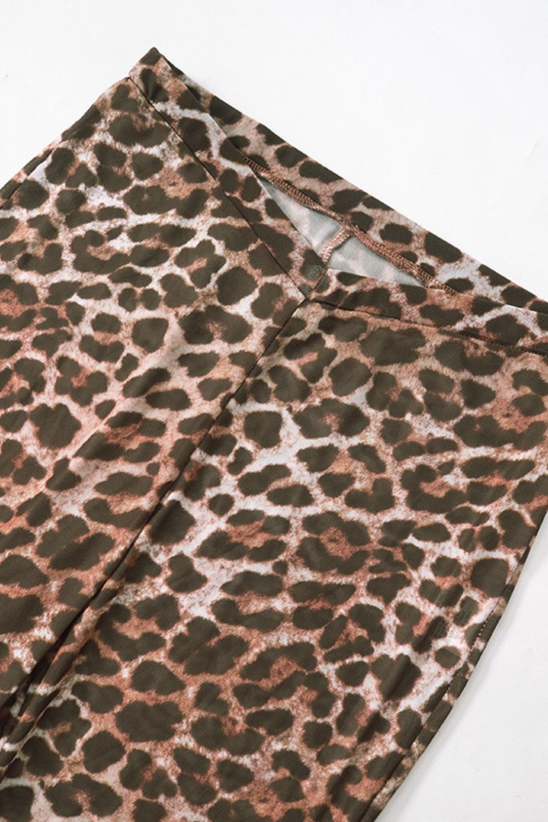 Leopard Print Mesh Print Long-sleeved Shawl See-through Sexy Suit