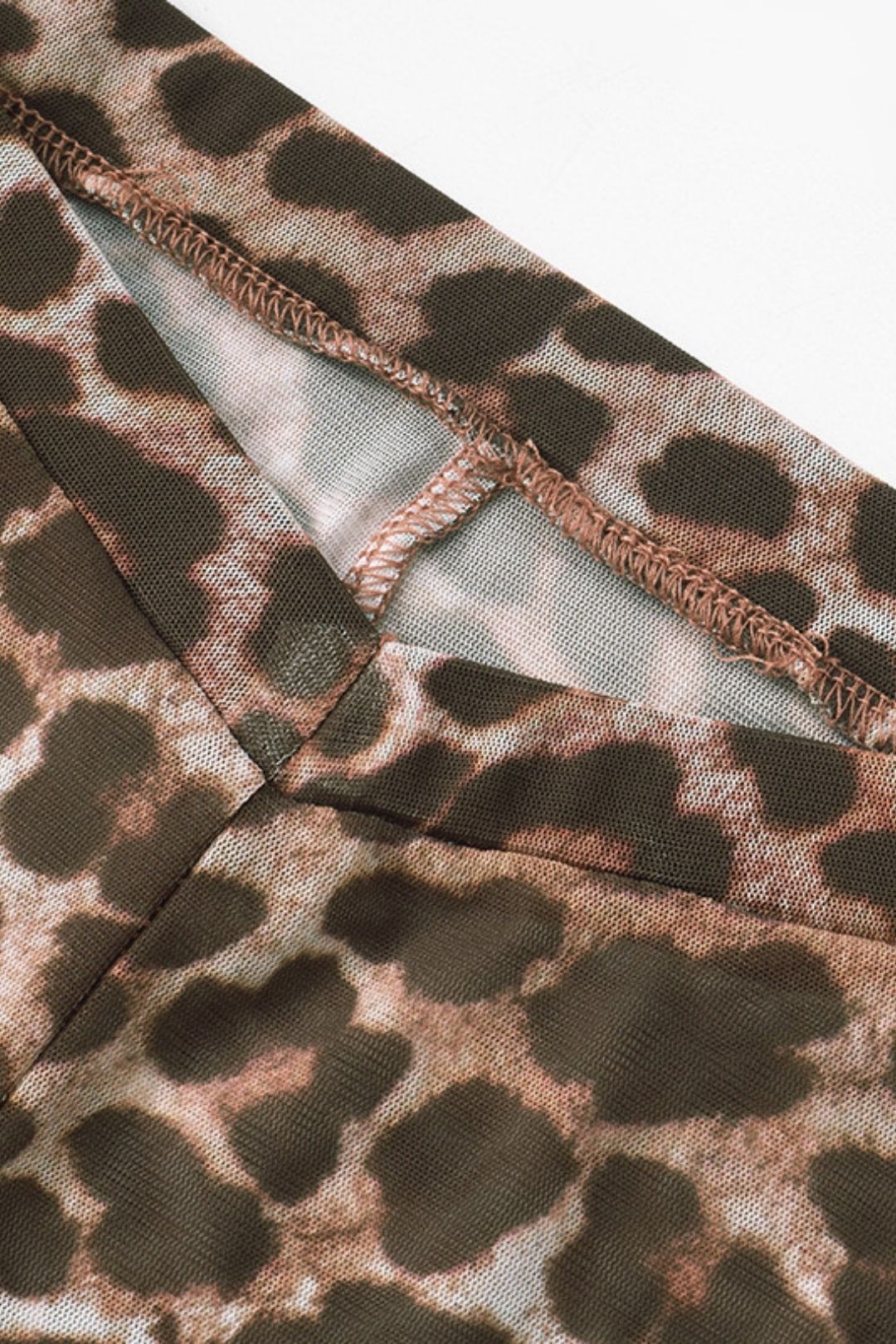 Leopard Print Mesh Print Long-sleeved Shawl See-through Sexy Suit