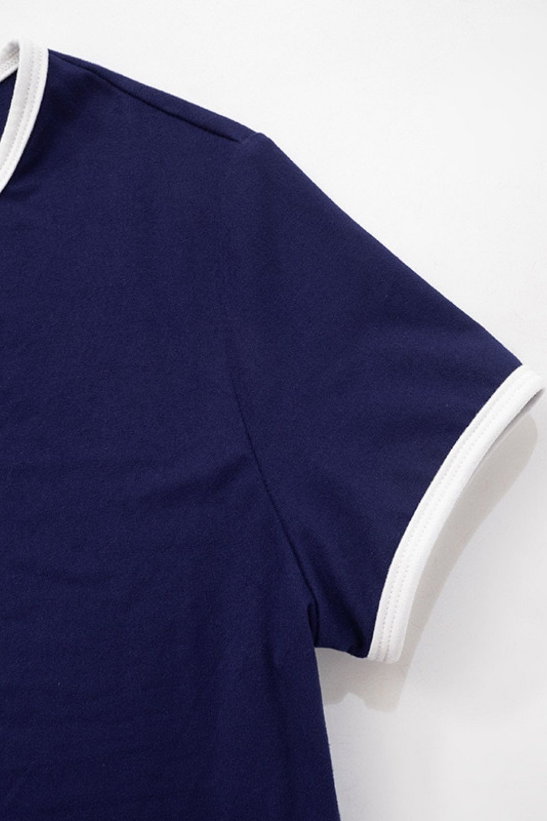 Round Neck Short Sexy Slim T-shirt Color Matching Skirt Suit