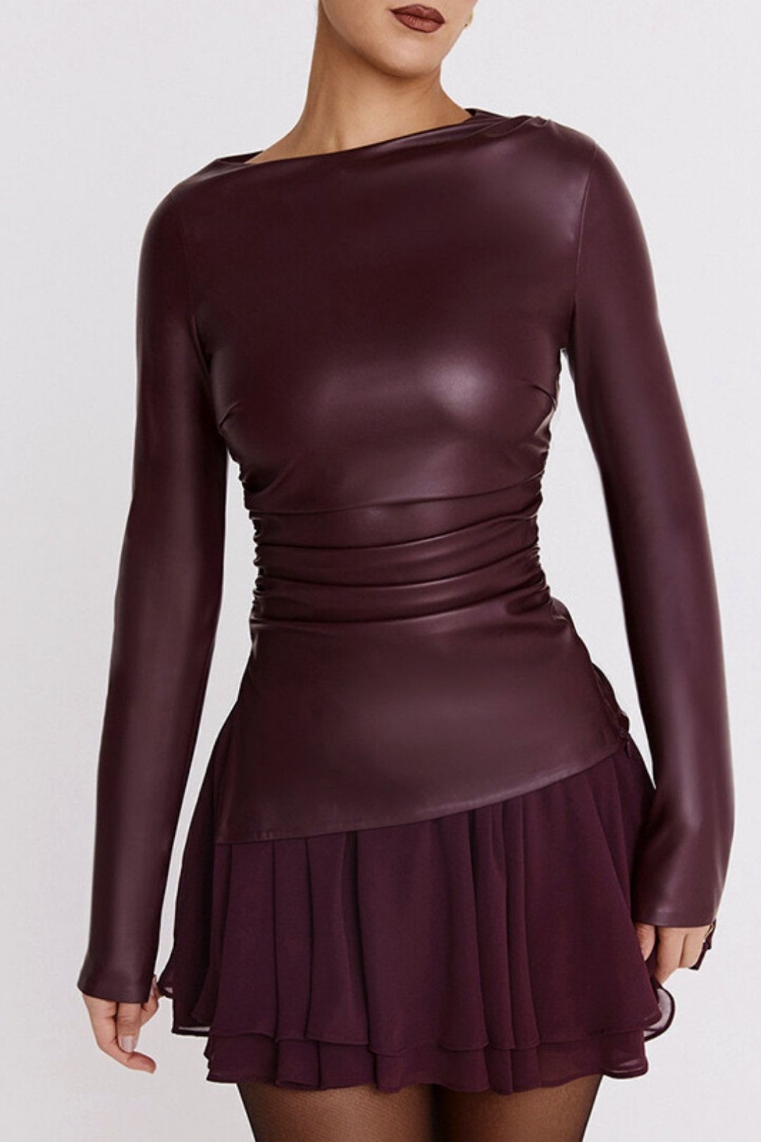 Long-sleeved Versatile Leather Tops