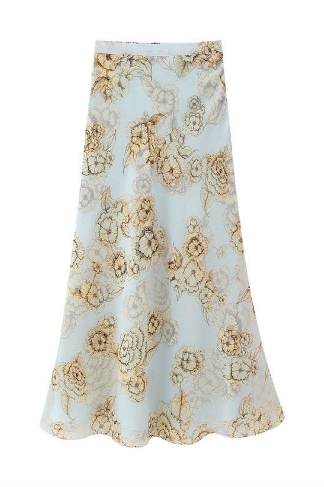 Print Shirt High Waist Midi Skirt Suit