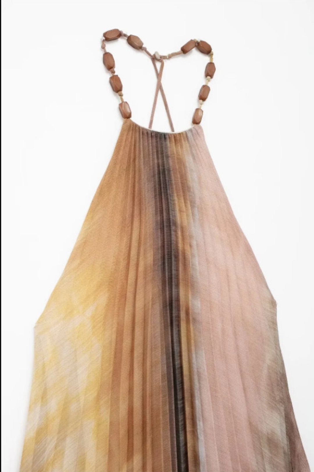 Tie-dye Printed Halter Neck Pleated Dress