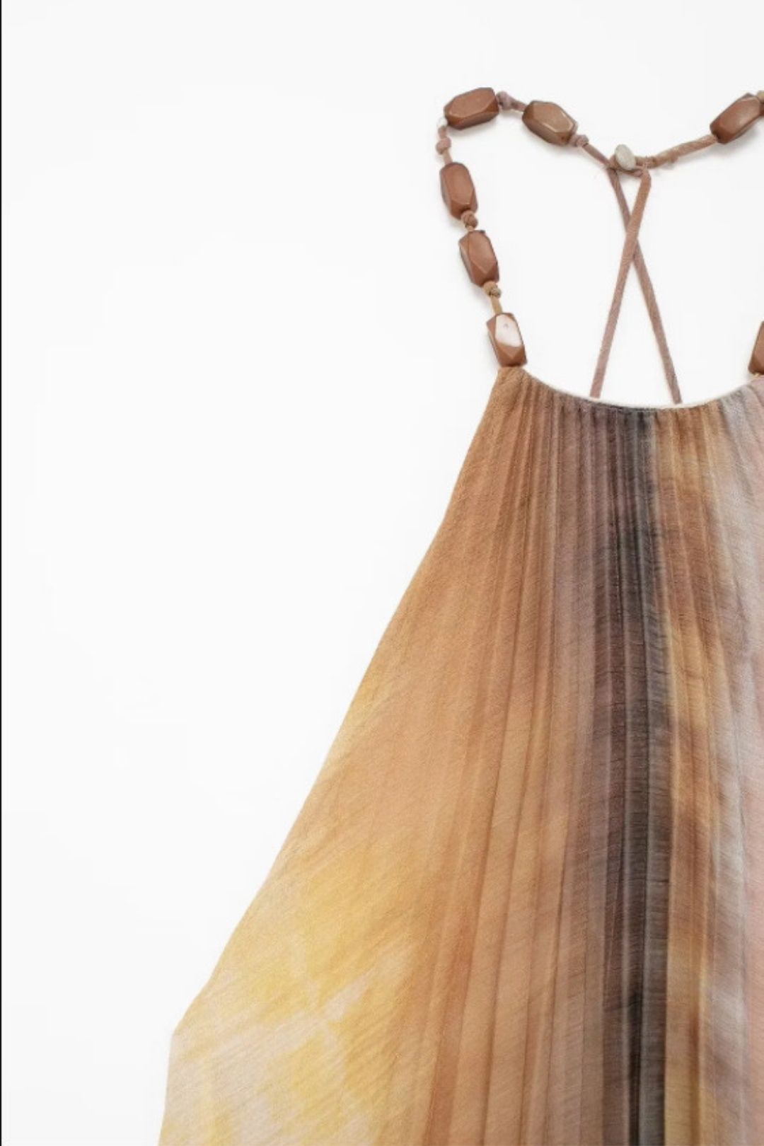 Tie-dye Printed Halter Neck Pleated Dress