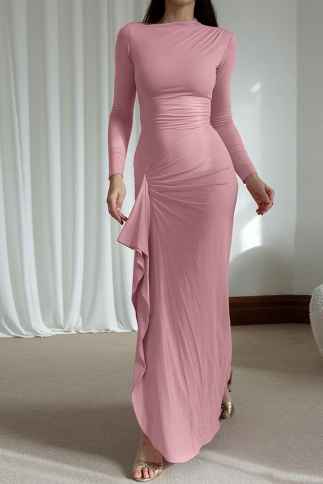 Fashion Sexy Slim Fit Back Lace-up Slit Dress
