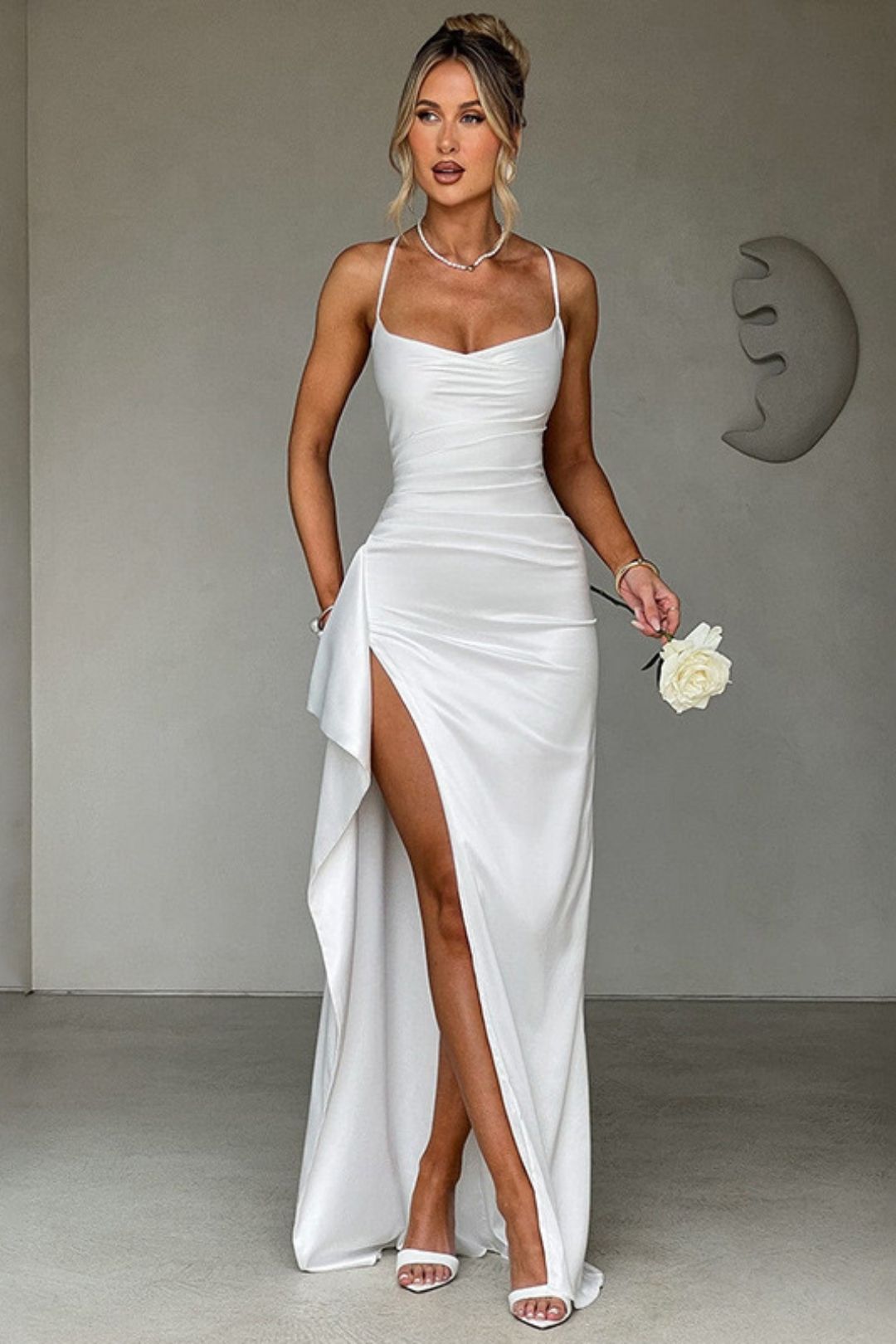 Sexy Back Strap Slit Evening Dress