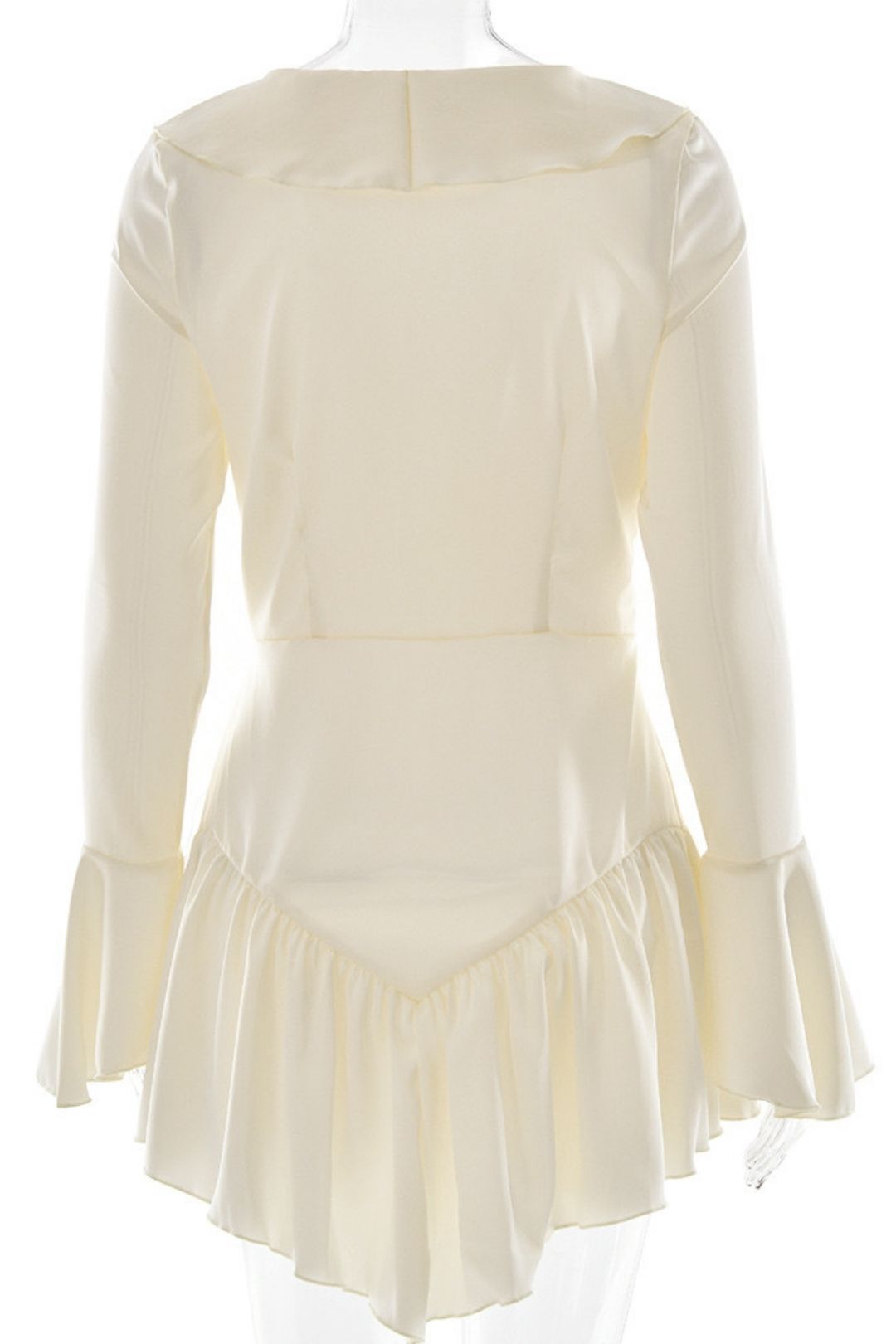 Spliced ​​ruffled Slim Short Skirt Fashion Sexy V-neck Strappy Dress