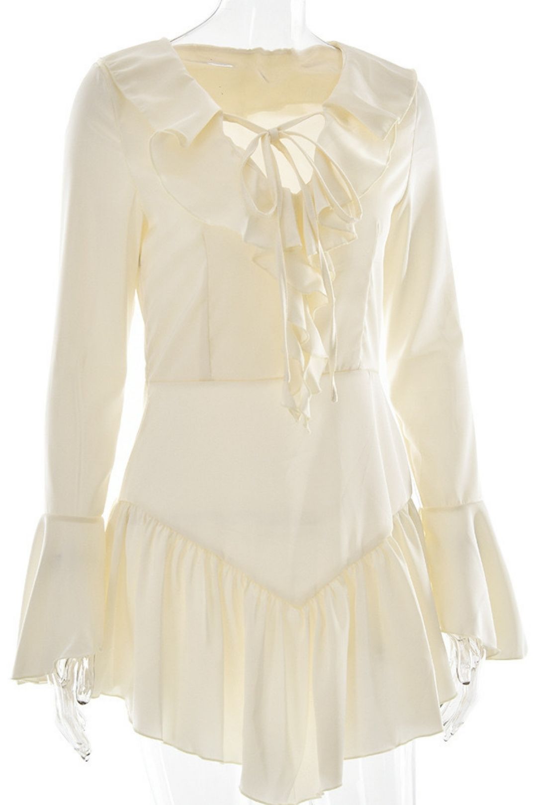 Sexy V-neck Splicing Ruffled Slim Short Skirt