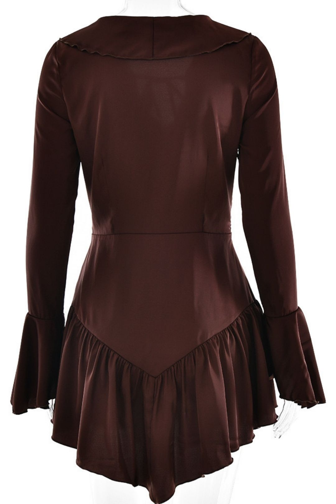 Sexy V-neck Splicing Ruffled Slim Short Skirt