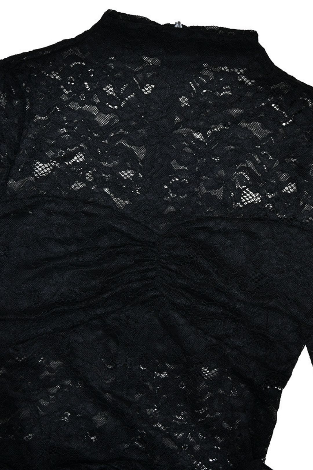 Sexy Slim Lace  Long-sleeved See-through Tight Pleated Hip Skirt