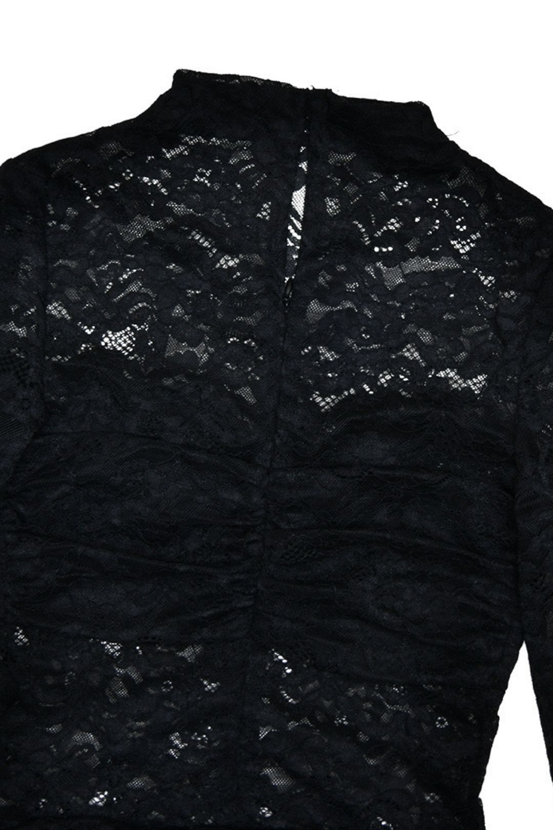 Sexy Slim Lace  Long-sleeved See-through Tight Pleated Hip Skirt