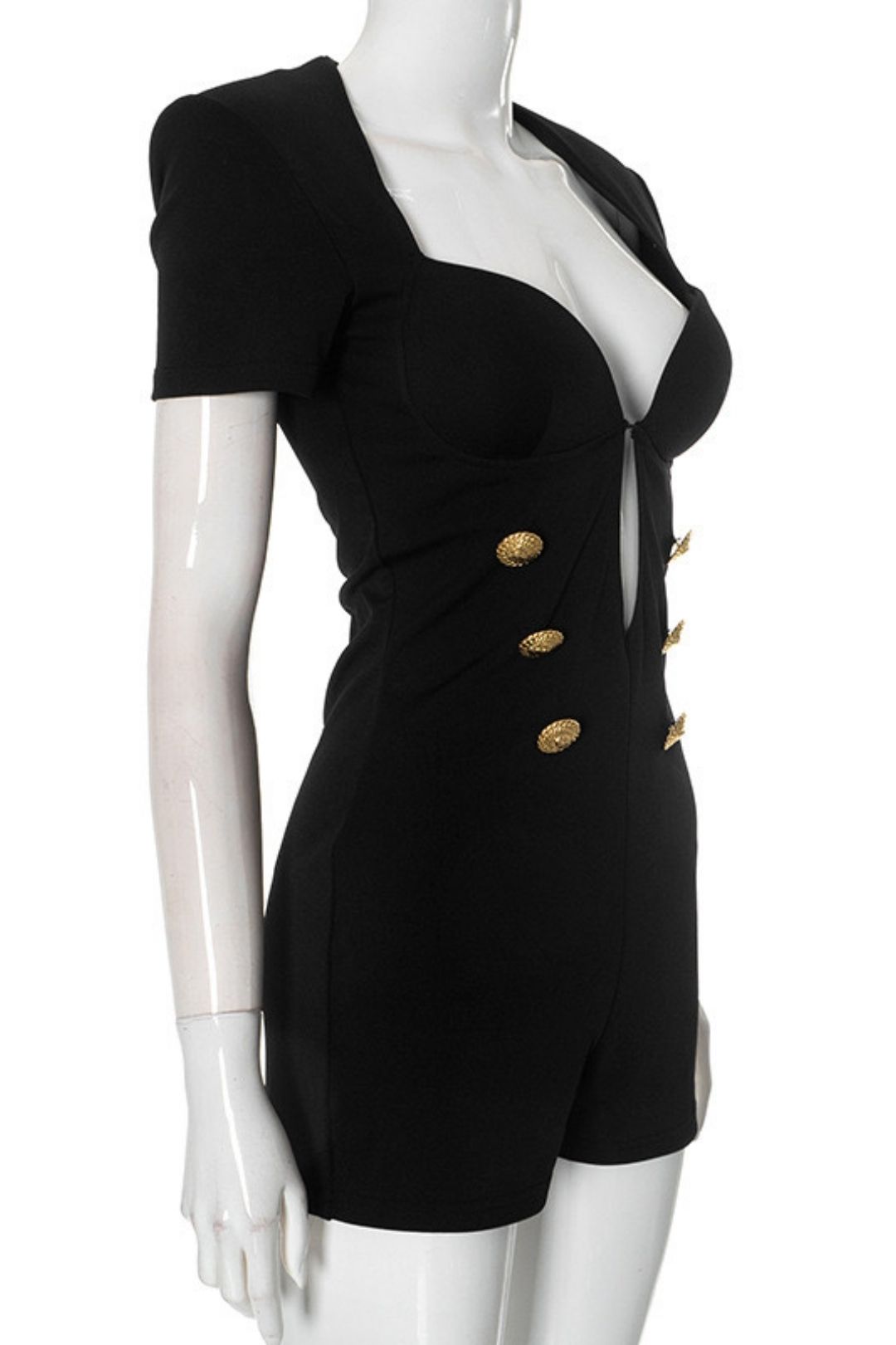 Jumpsuit Black V-neck Short-sleeved Pants Suit