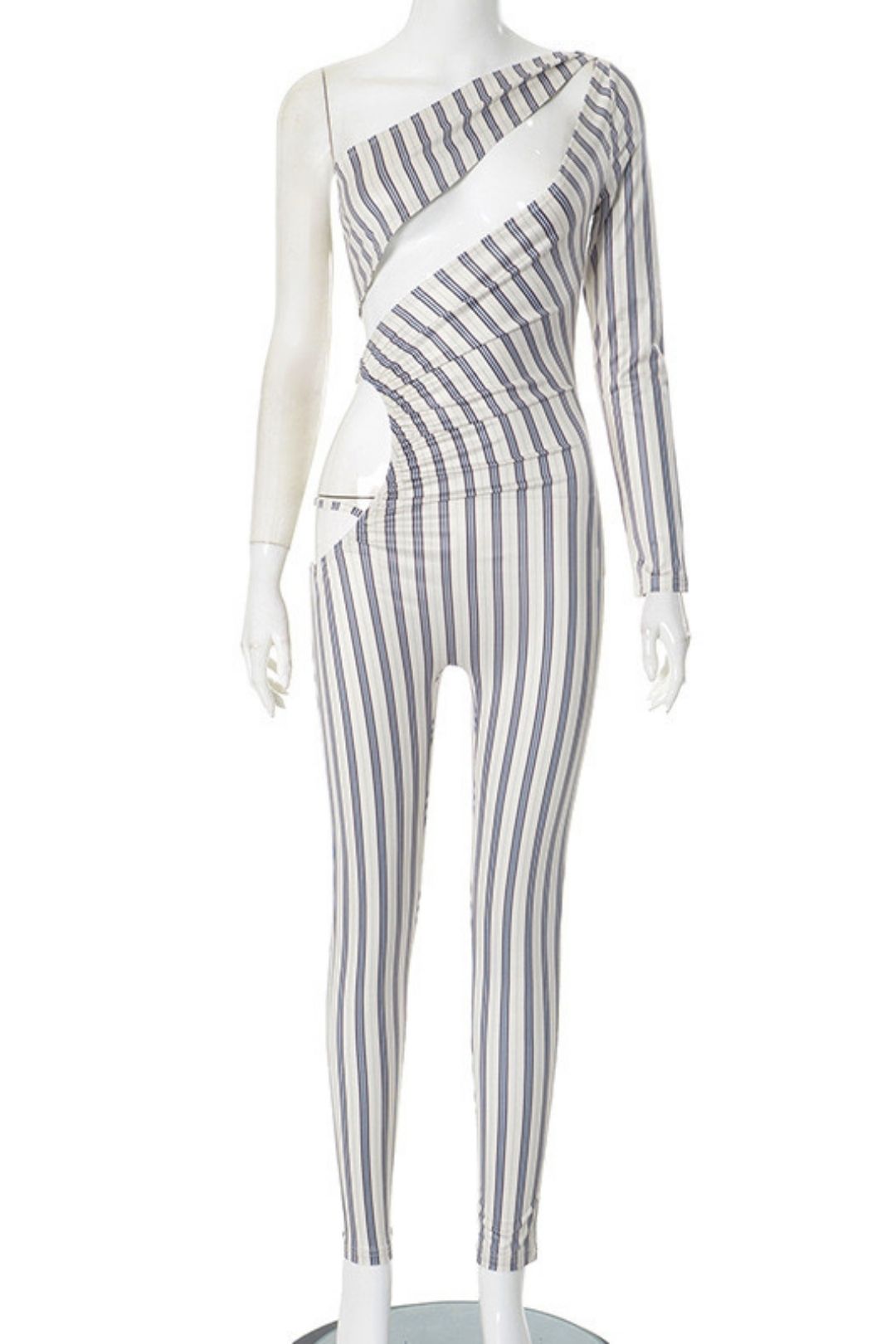 Elastic Stripes Slim Sexy Hot Girl Hollow Jumpsuit