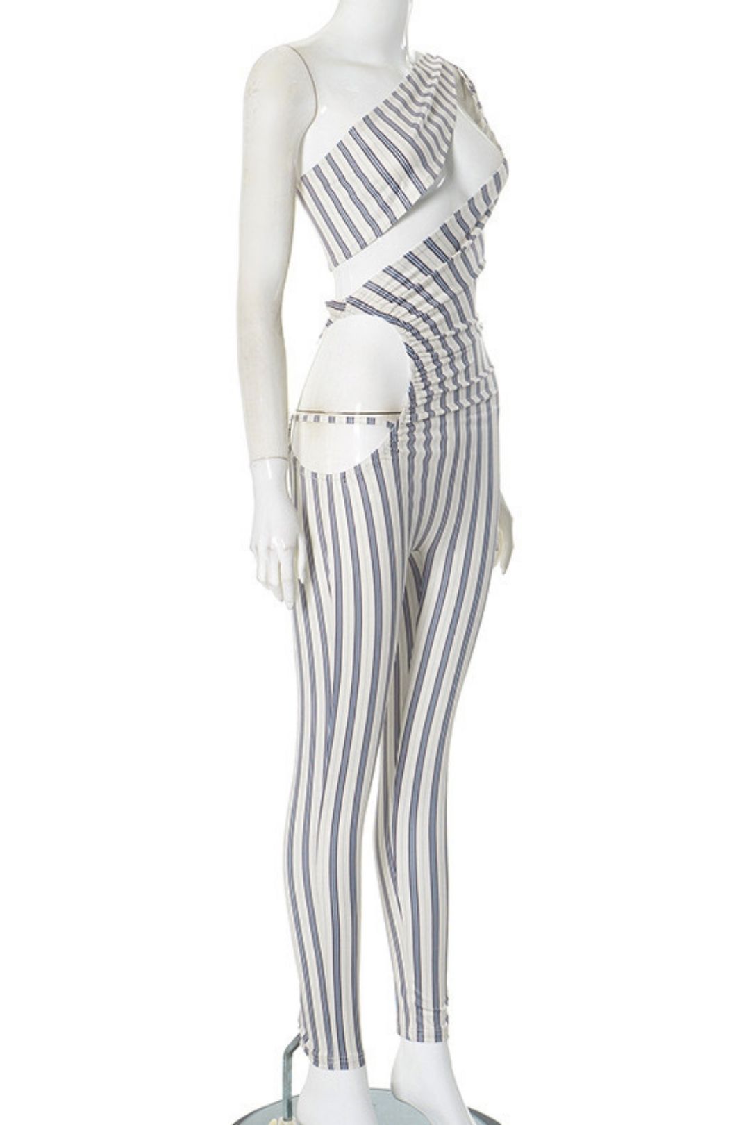 Elastic Stripes Slim Sexy Hot Girl Hollow Jumpsuit
