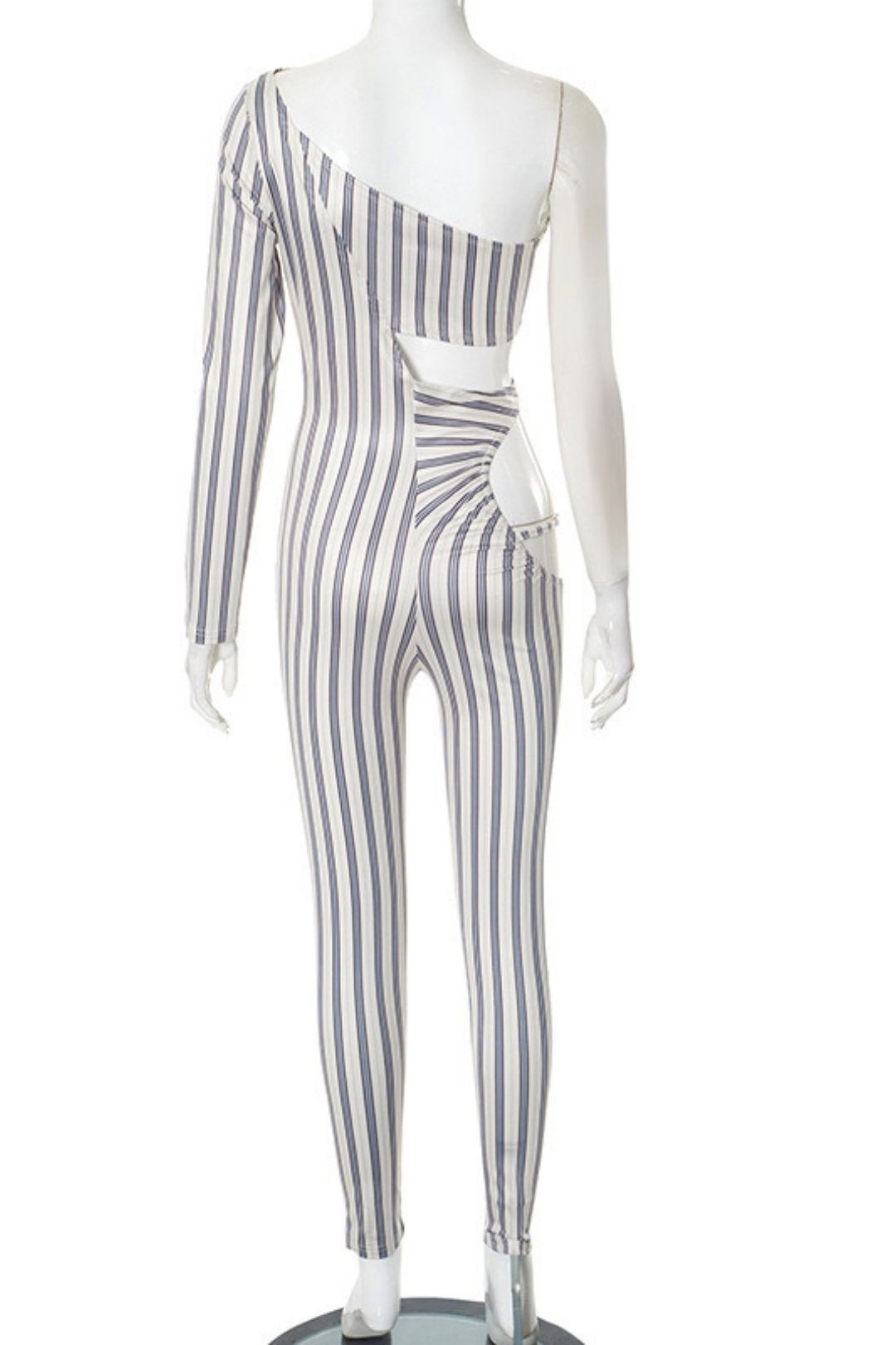 Elastic Stripes Slim Sexy Hot Girl Hollow Jumpsuit