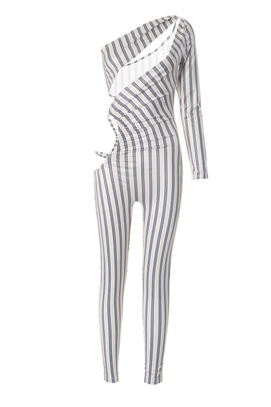 Elastic Stripes Slim Sexy Hot Girl Hollow Jumpsuit