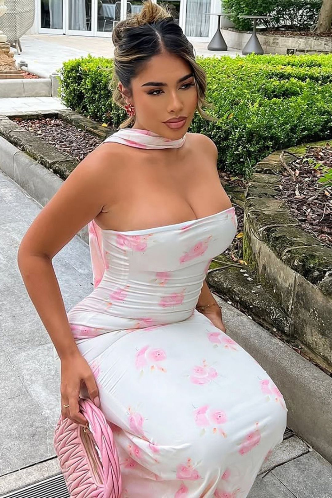 Printed Slim Fit Tube Top Sexy Backless Dress