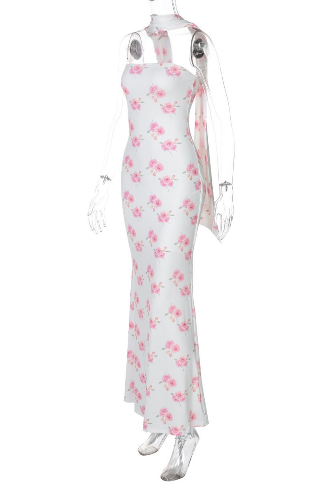 Printed Slim Fit Tube Top Sexy Backless Dress