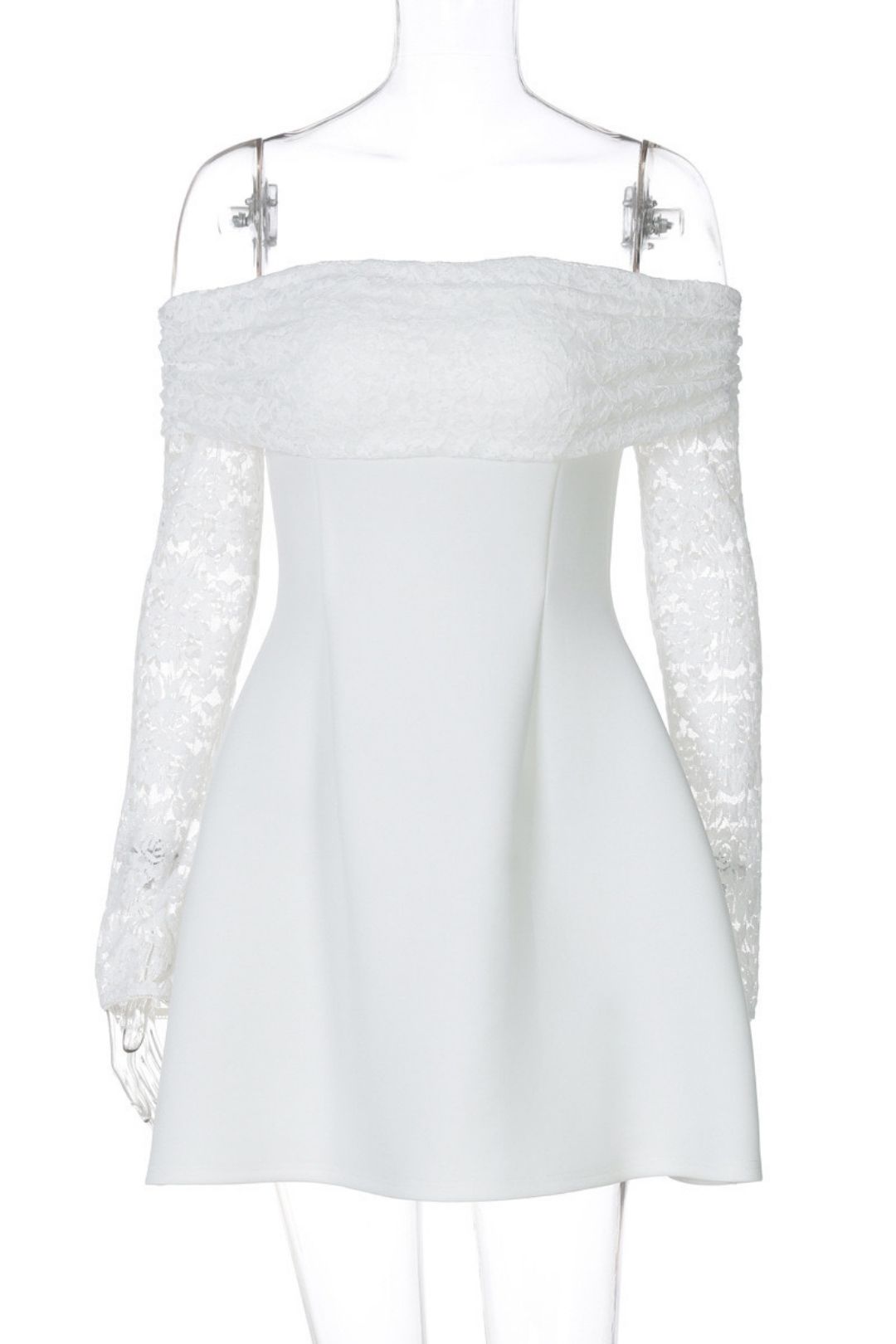 Sexy Slim One Shoulder Lace Splicing Long Sleeve Dress