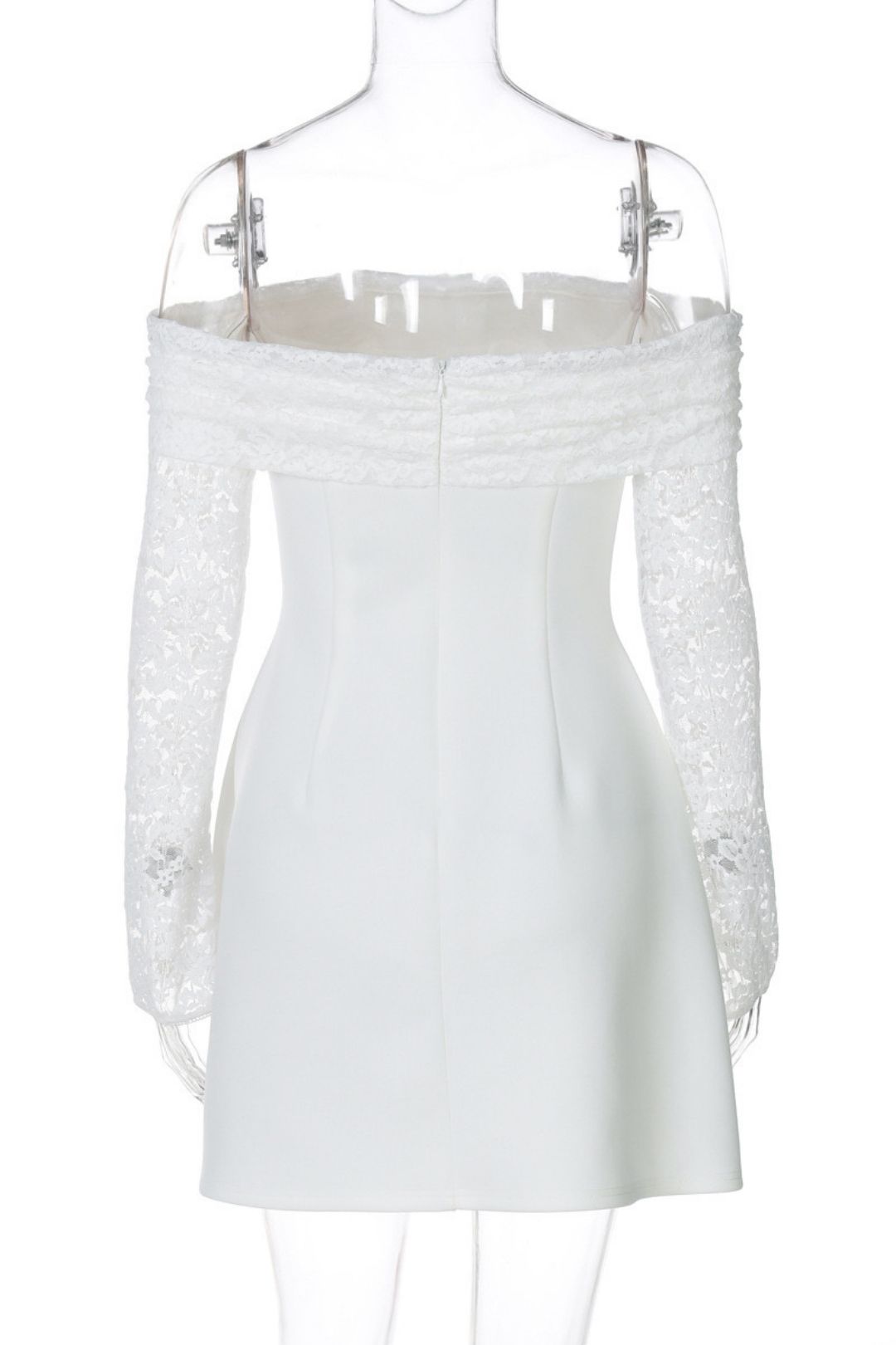 Sexy Slim One Shoulder Lace Splicing Long Sleeve Dress