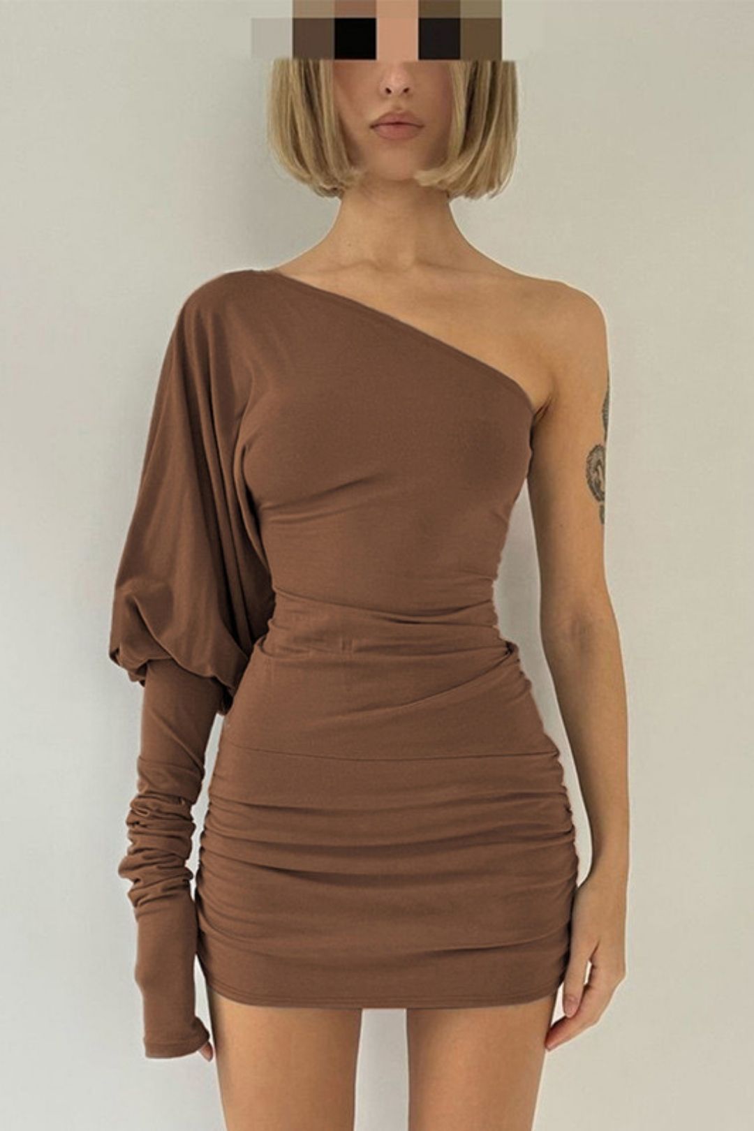 Slim Oblique Collar One Shoulder Hip Dress