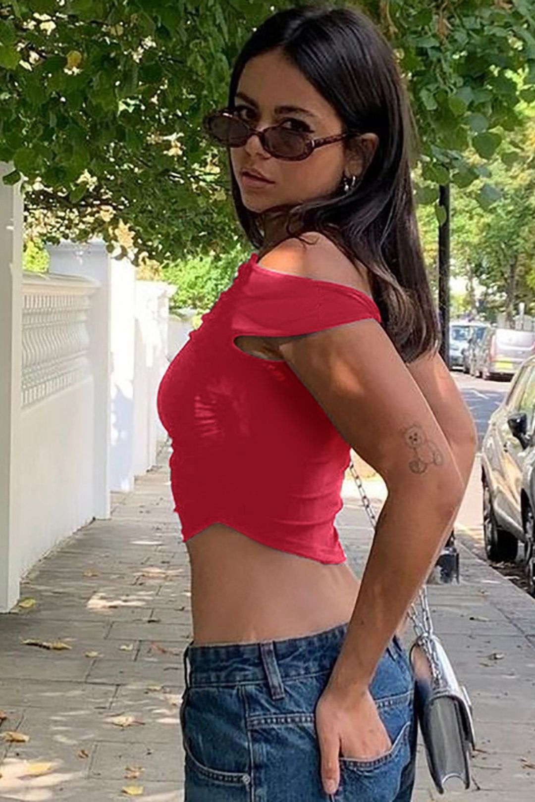 Slim Pleated Irregular T-shirt Tops