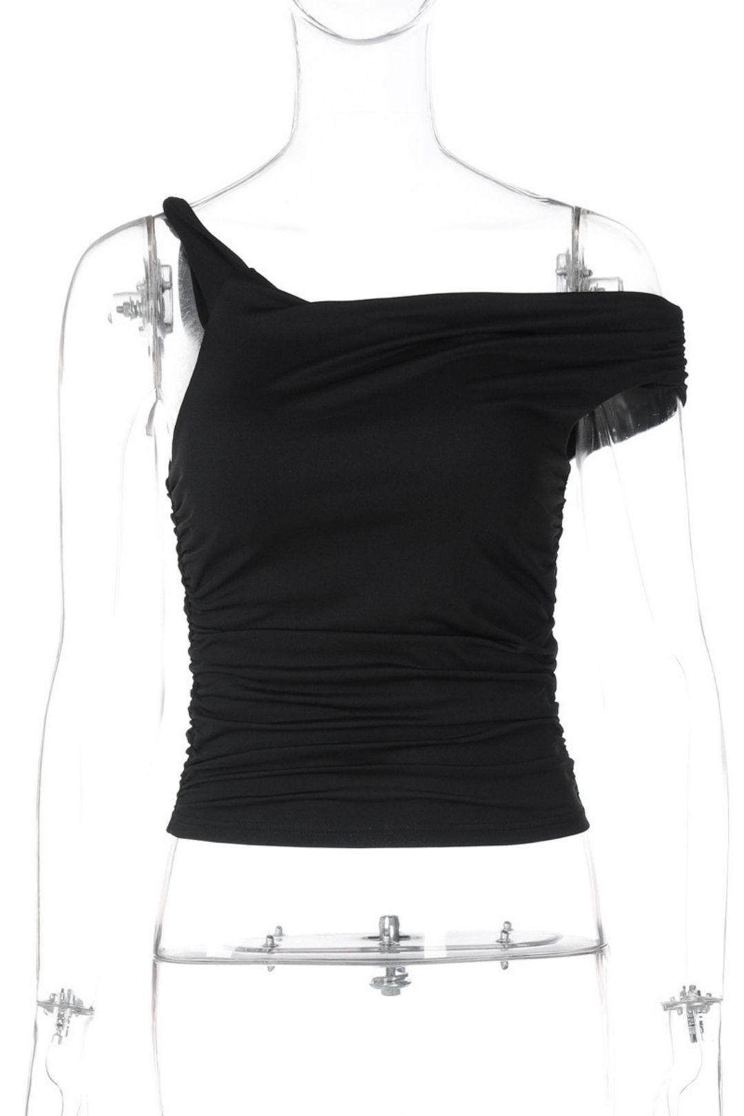 Slim Pleated Irregular T-shirt Tops