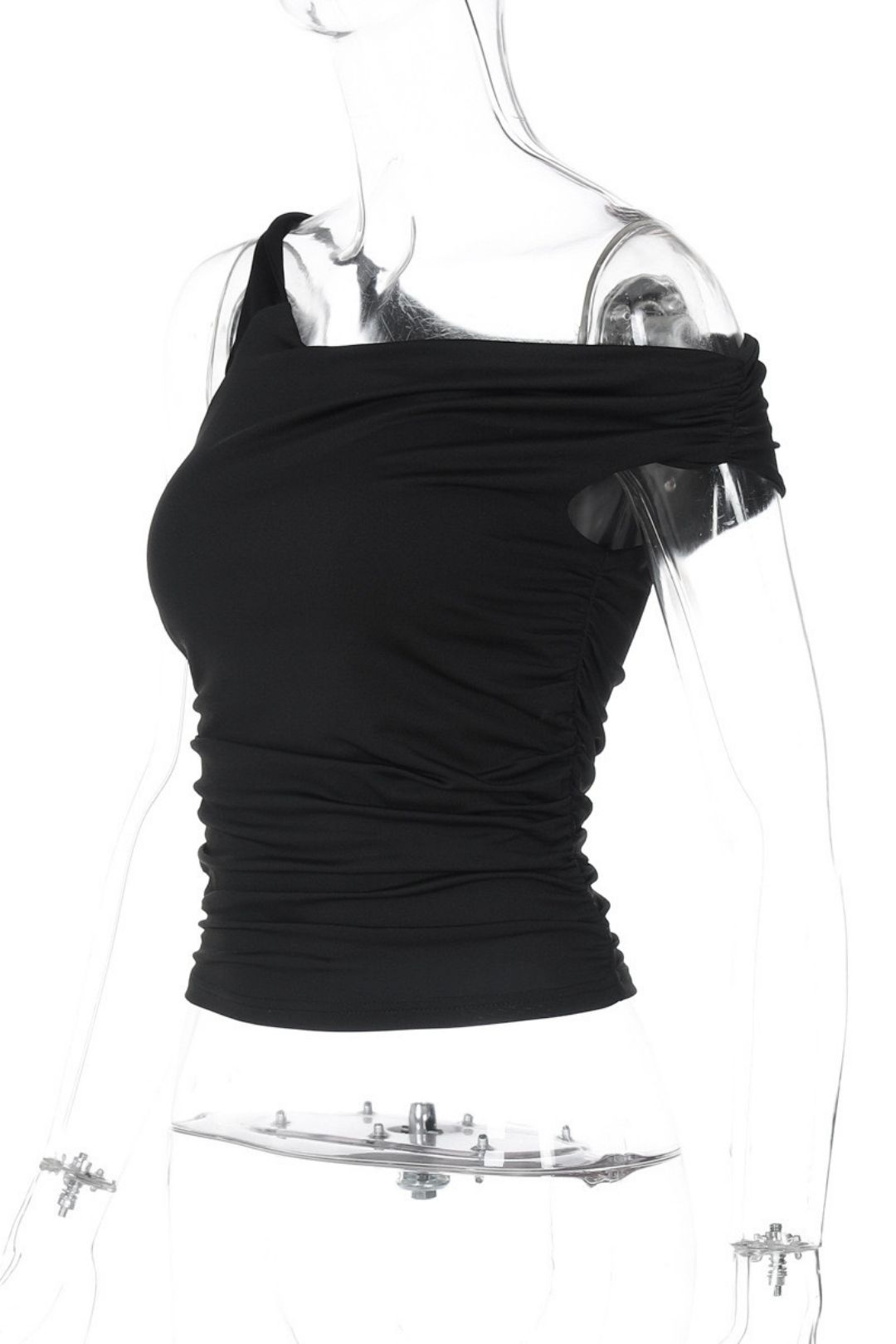 Slim Pleated Irregular T-shirt Tops