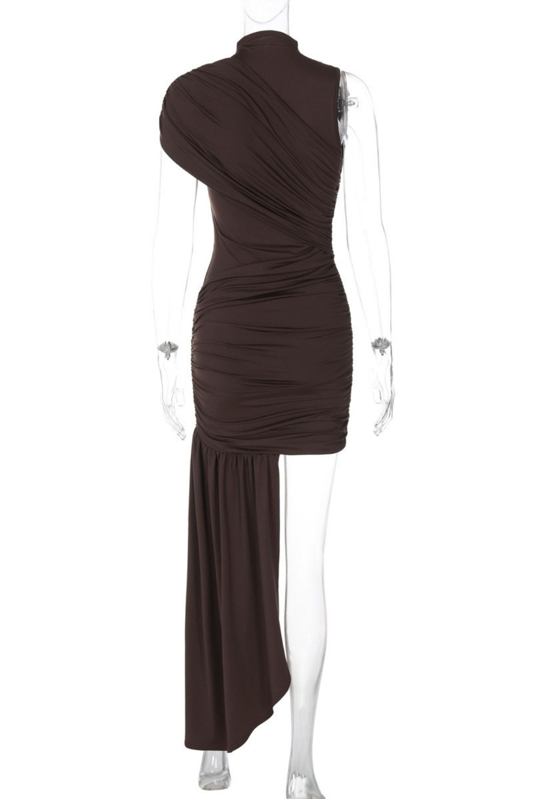 Slim Round Neck Gathered Hip Sleeveless Dress