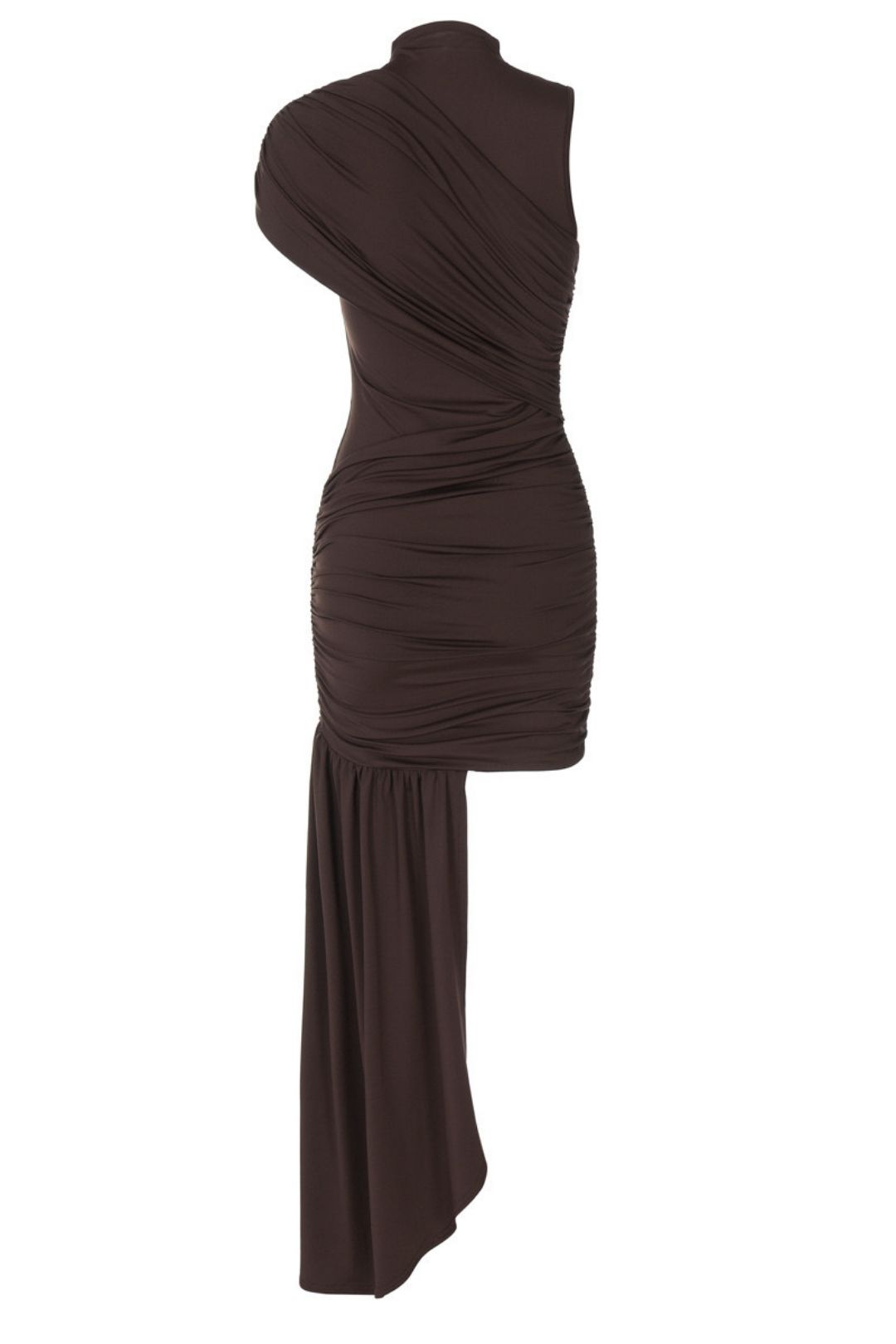 Slim Round Neck Gathered Hip Sleeveless Dress