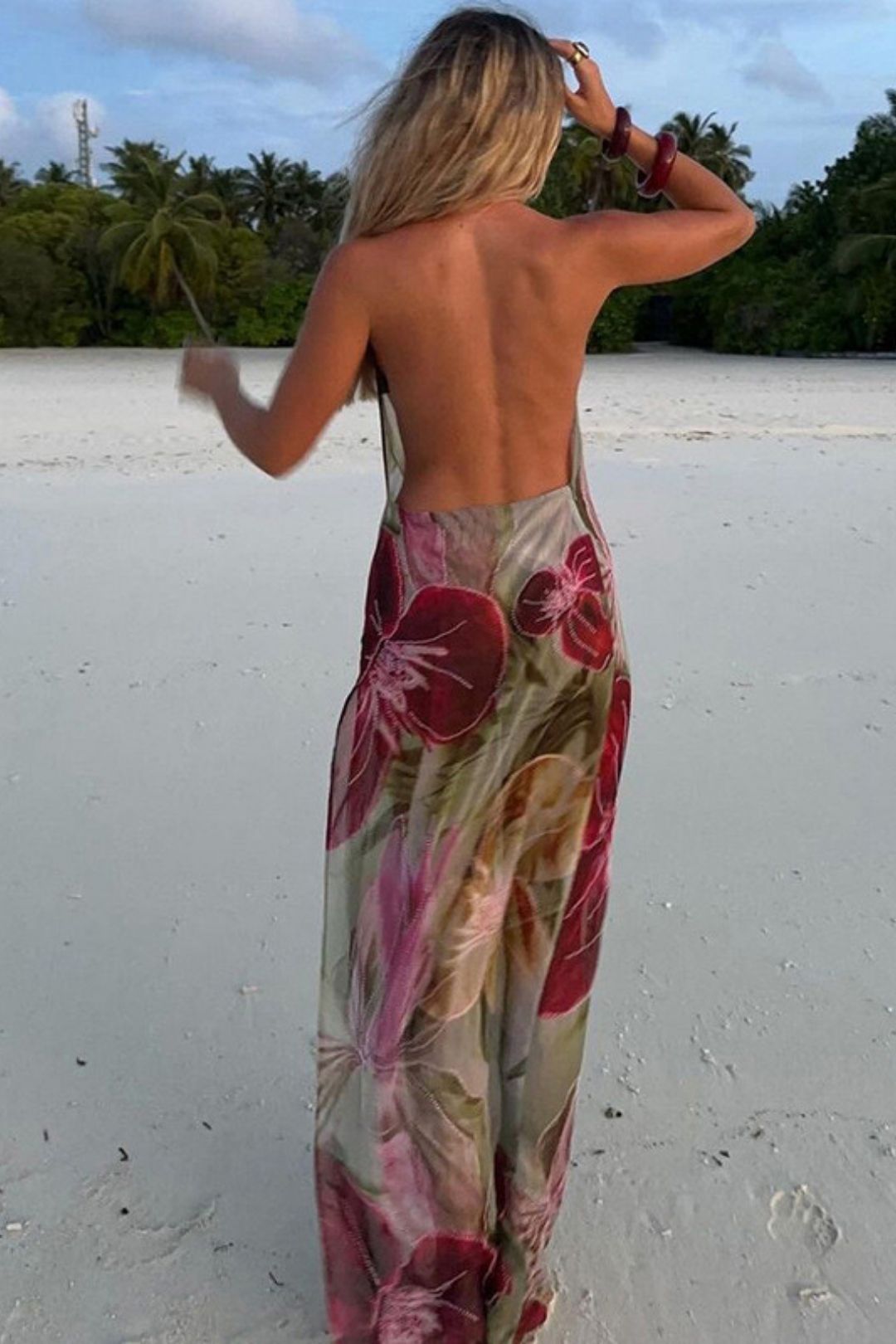 Sexy Waisted Backless Lace-up Long Dress