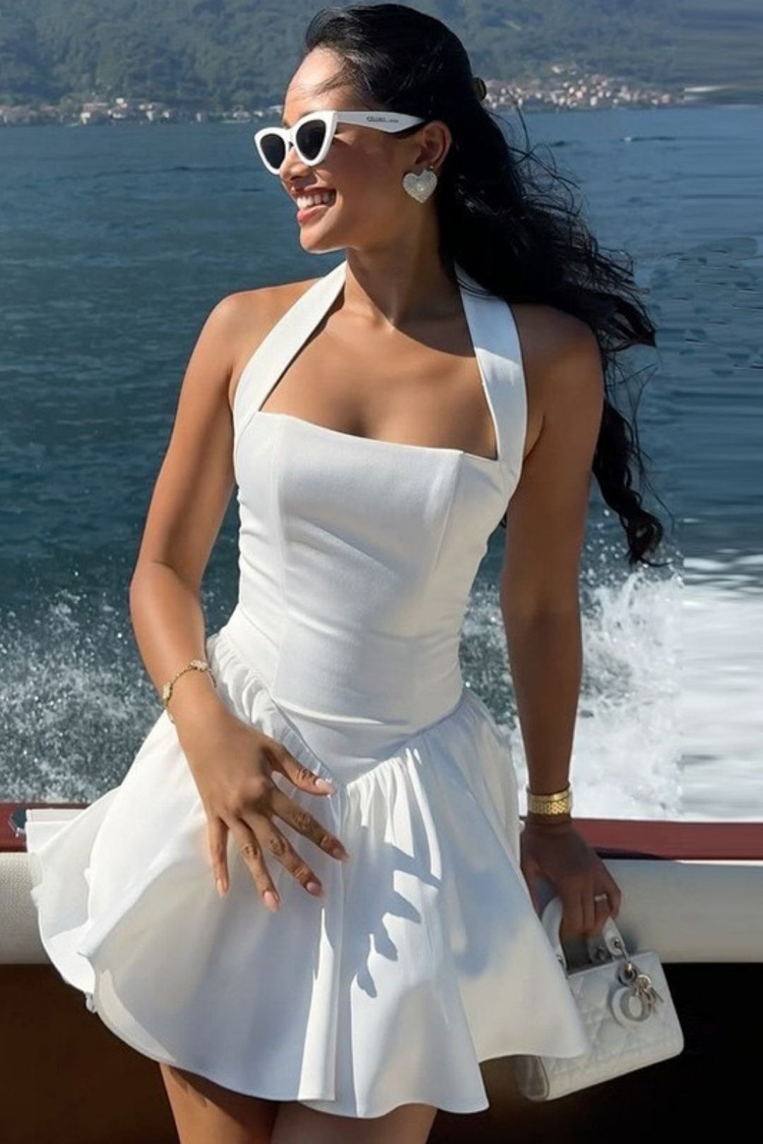 Sexy Sling One-shoulder Sleeveless Backless A-line Skirt