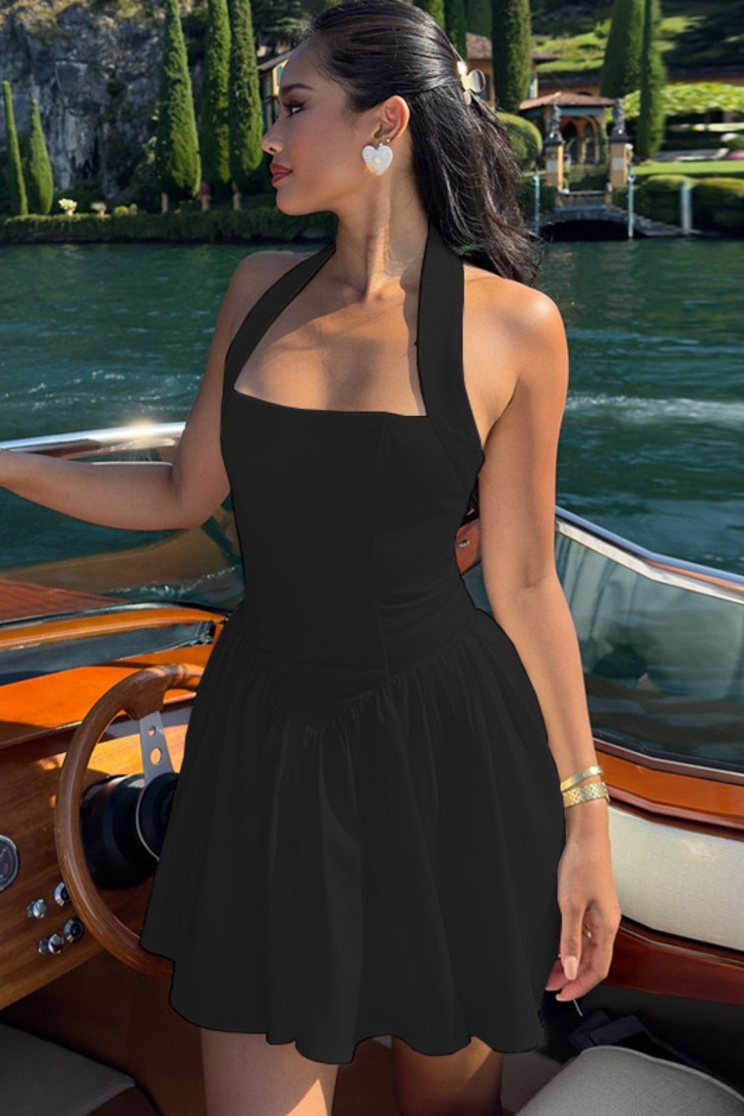 Sexy Sling One-shoulder Sleeveless Backless A-line Skirt