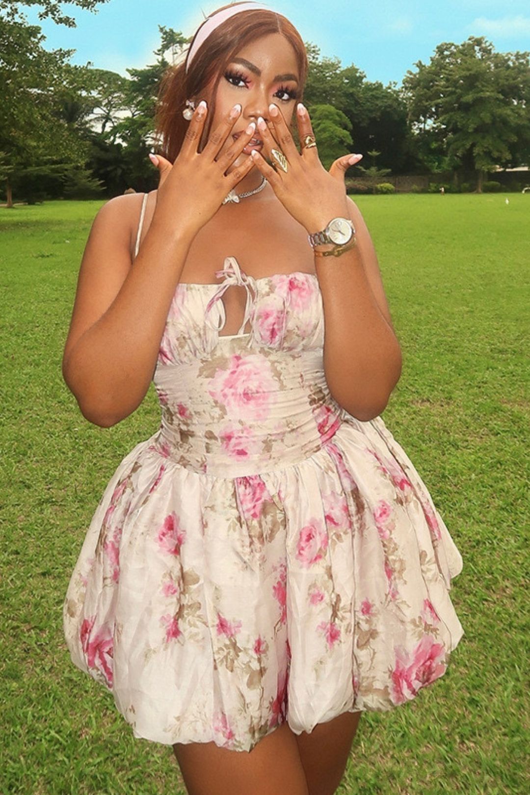 Print High Waist Design Short Princess Dress
