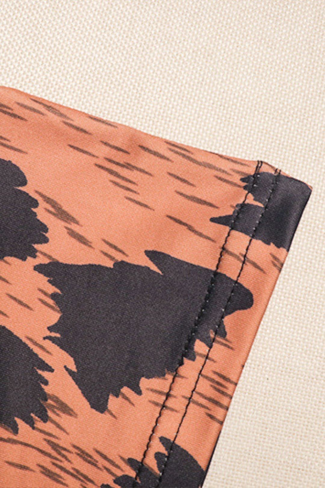 Printed Leopard Sexy Tight Hip Skirt Stand Collar Long Sleeve Short Dress