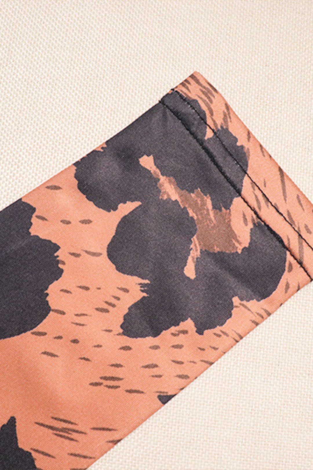 Printed Leopard Sexy Tight Hip Skirt Stand Collar Long Sleeve Short Dress