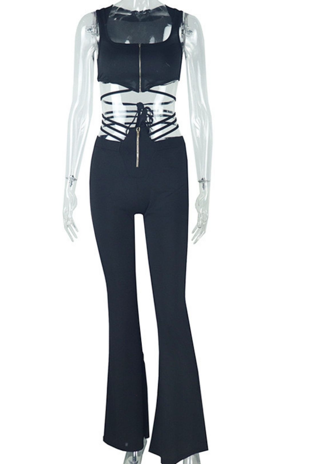 Sleeveless Top High Waist Strap Tight Sports Pants Suit