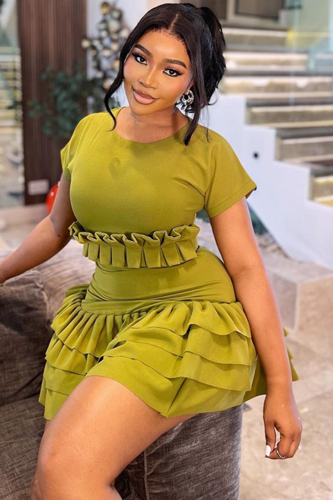 Short Sleeve Round Neck Short Dress