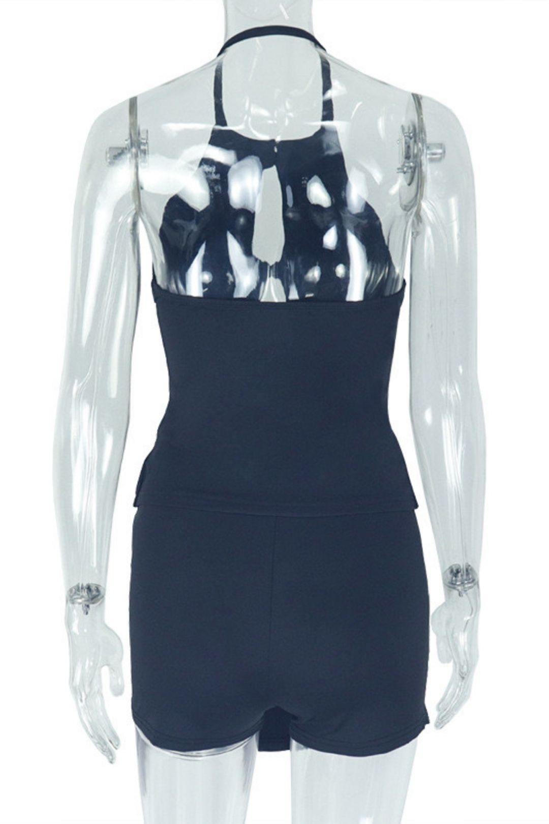 Solid Color Hollow Pleated Hip Skirt Two-piece Suit