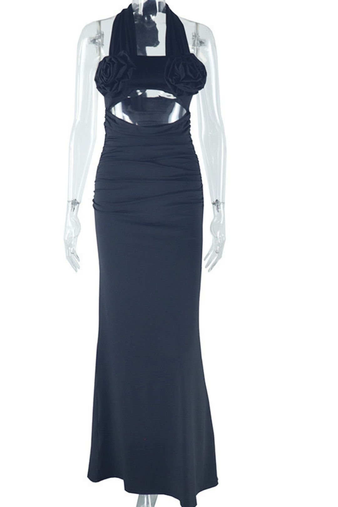 Dimensional Flower Decoration High Waist One-step Skirt Dress Long Skirt